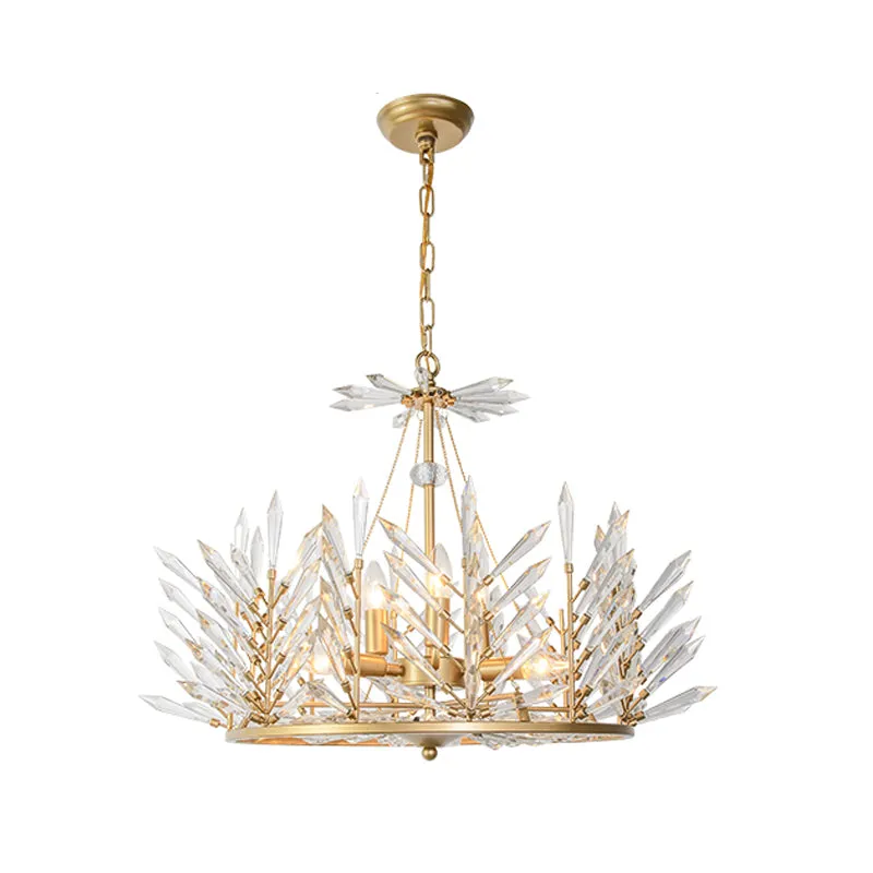 Lustre circulaire en cristal, luminaire suspendu rustique, 6/8 lumières, lampe à Suspension pour chambre à coucher, doré C...
