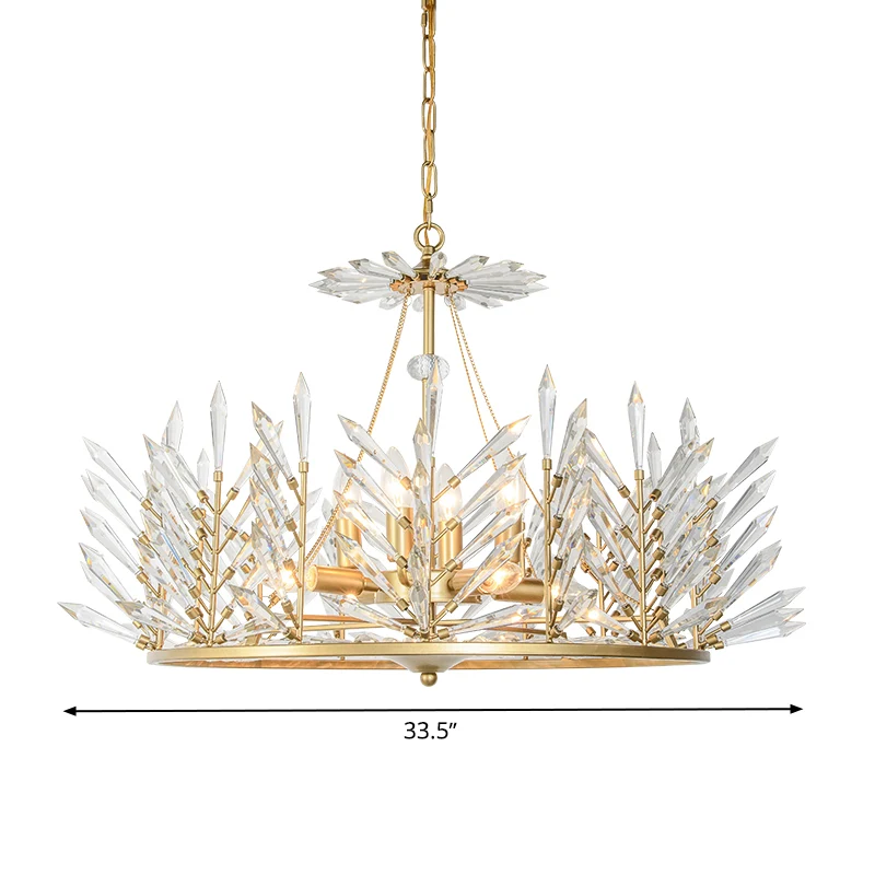 Lustre circulaire en cristal, luminaire suspendu rustique, 6/8 lumières, lampe à Suspension pour chambre à coucher, doré C...