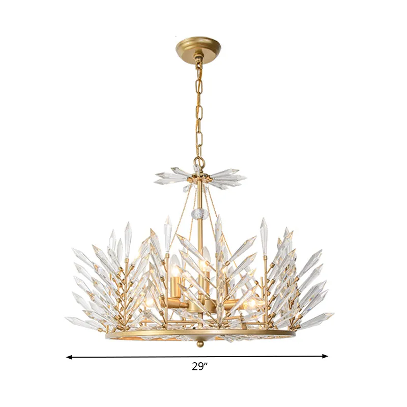Lustre circulaire en cristal, luminaire suspendu rustique, 6/8 lumières, lampe à Suspension pour chambre à coucher, doré C...
