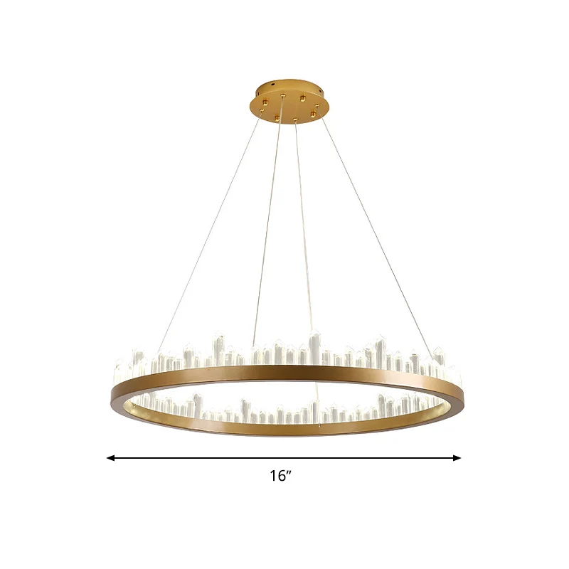 Lustre circulaire à LED en cristal taillé contemporain, Kit de suspension doré, lumière blanche chaude/blanche, 16/23,5/31...
