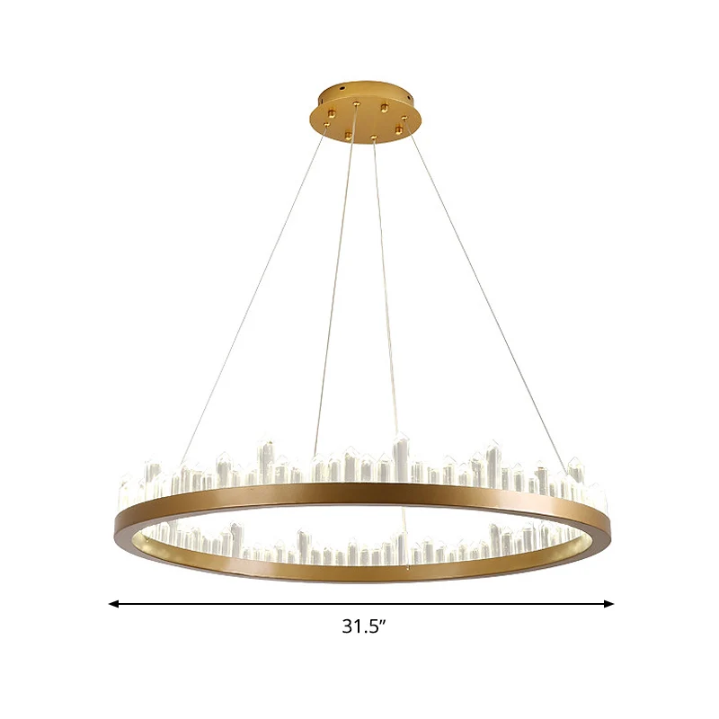 Lustre circulaire à LED en cristal taillé contemporain, Kit de suspension doré, lumière blanche chaude/blanche, 16/23,5/31...
