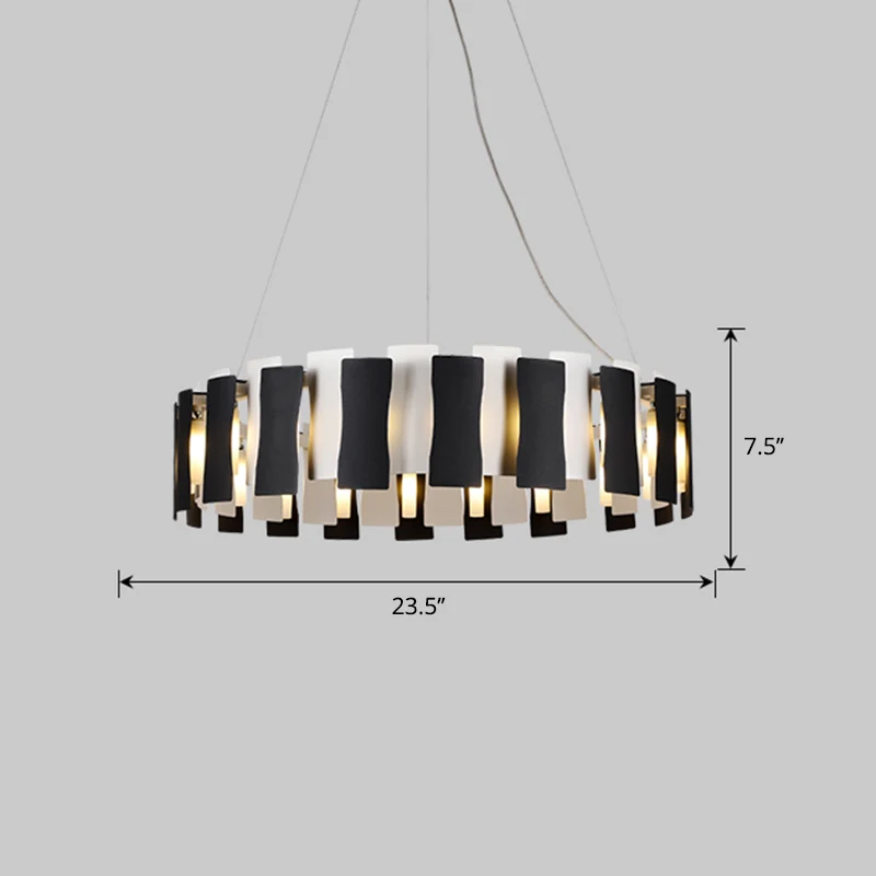Lustre circulaire noir et blanc, suspension créative postmoderne en métal pour salon Clearhalo