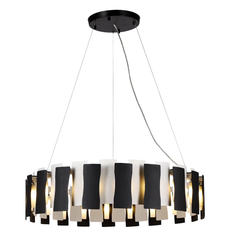 Lustre circulaire noir et blanc, suspension créative postmoderne en métal pour salon Clearhalo