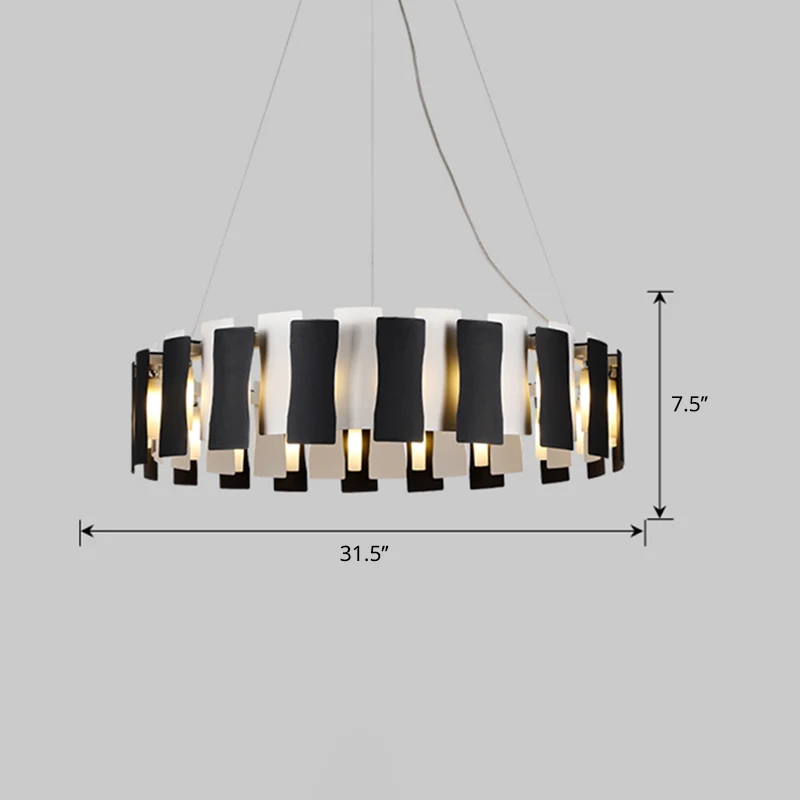 Lustre circulaire noir et blanc, suspension créative postmoderne en métal pour salon Clearhalo