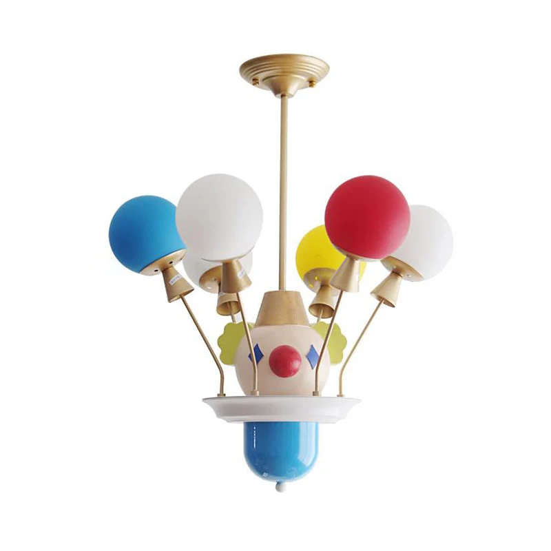 Lustre Clown pour chambre d'enfant, luminaire suspendu moderne multicolore en résine de verre et ballon Clearhalo