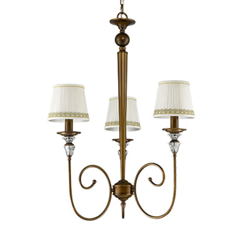Lustre conique à 3 lumières, luminaire suspendu classique en tissu blanc pour le salon Clearhalo