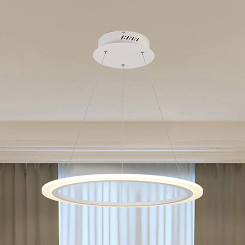 Lustre contemporain à 1/2/3 lumières avec abat-jour en acrylique, suspension à boucle blanche, lumière chaude/blanche Clea...