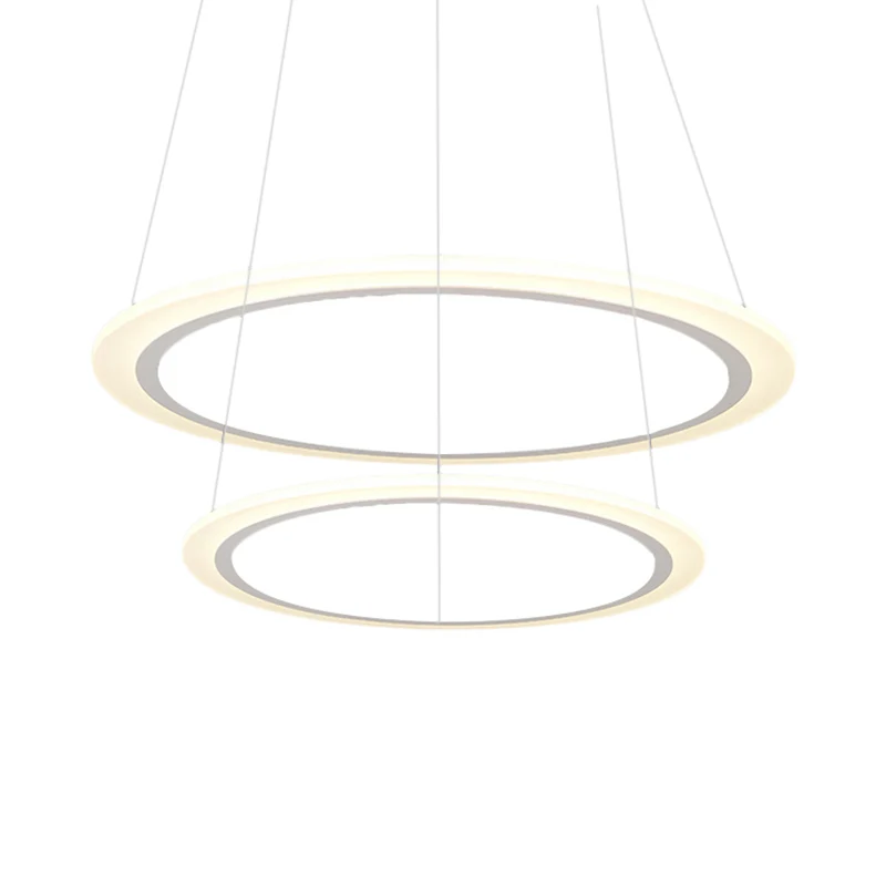 Lustre contemporain à 1/2/3 lumières avec abat-jour en acrylique, suspension à boucle blanche, lumière chaude/blanche Clea...