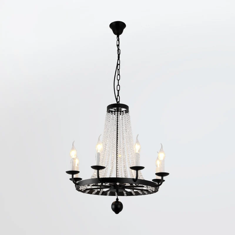 Lustre en cristal éclairage pays noir candélabre salon suspension Kit avec conception de candélabre Clearhalo