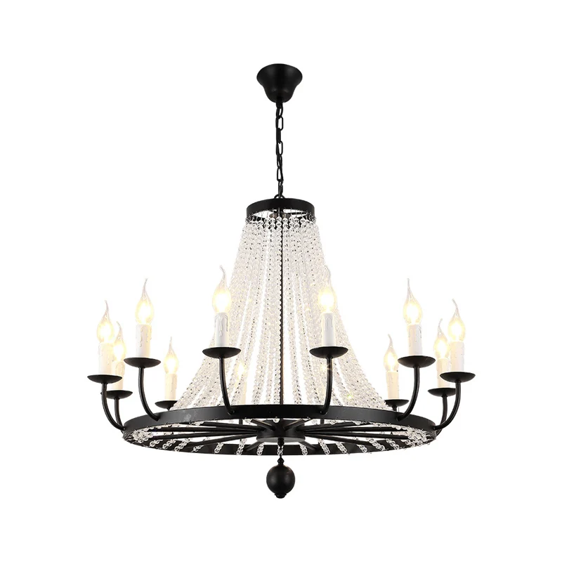 Lustre en cristal éclairage pays noir candélabre salon suspension Kit avec conception de candélabre Clearhalo