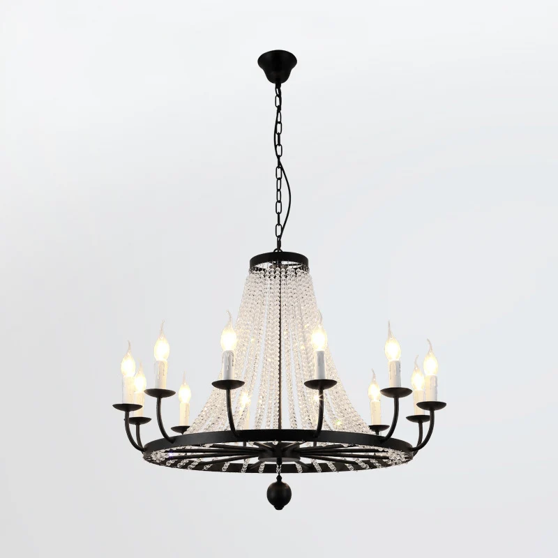 Lustre en cristal éclairage pays noir candélabre salon suspension Kit avec conception de candélabre Clearhalo