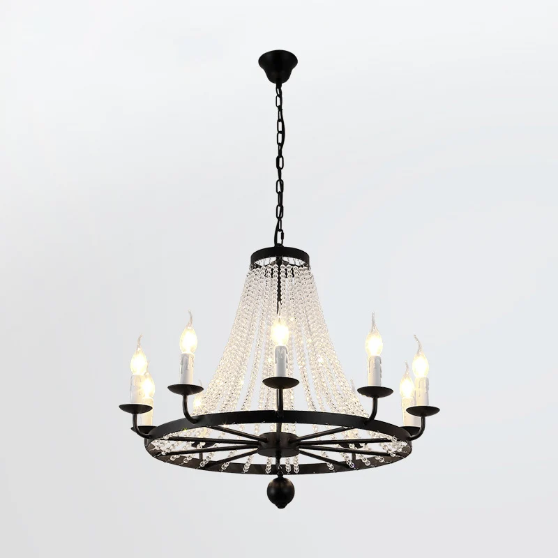 Lustre en cristal éclairage pays noir candélabre salon suspension Kit avec conception de candélabre Clearhalo
