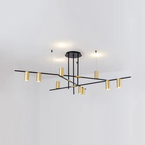 Lustre cylindrique asymétrique en métal moderne, 3/4/9 têtes, plafonnier doré pour salle à manger, blanc chaud/blanc Clear...