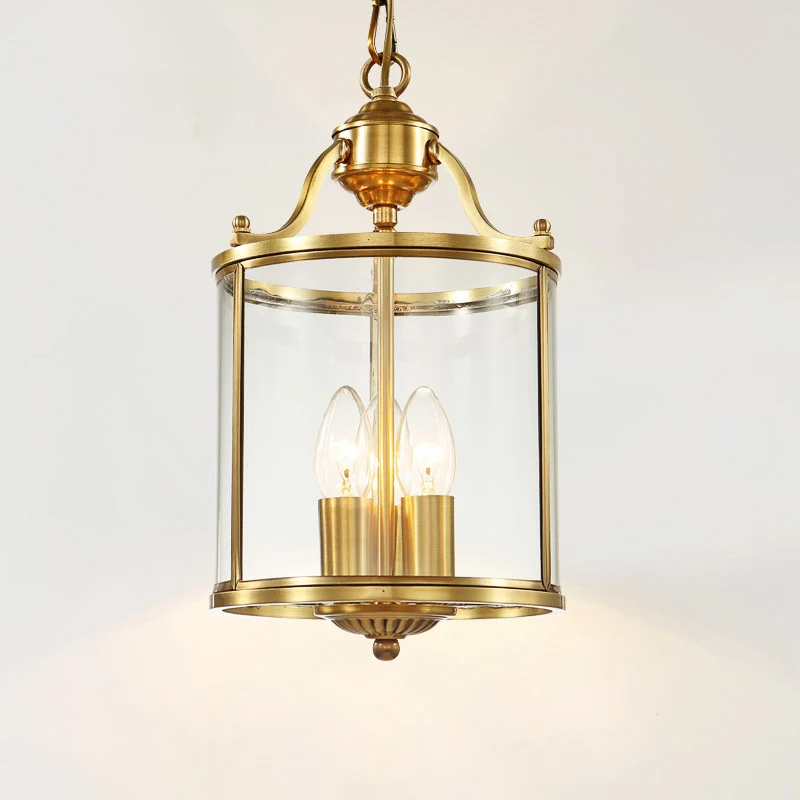 Lustre cylindrique minimaliste en verre transparent et laiton, 3 ampoules, plafonnier suspendu, 8/12 pouces de large Clear...