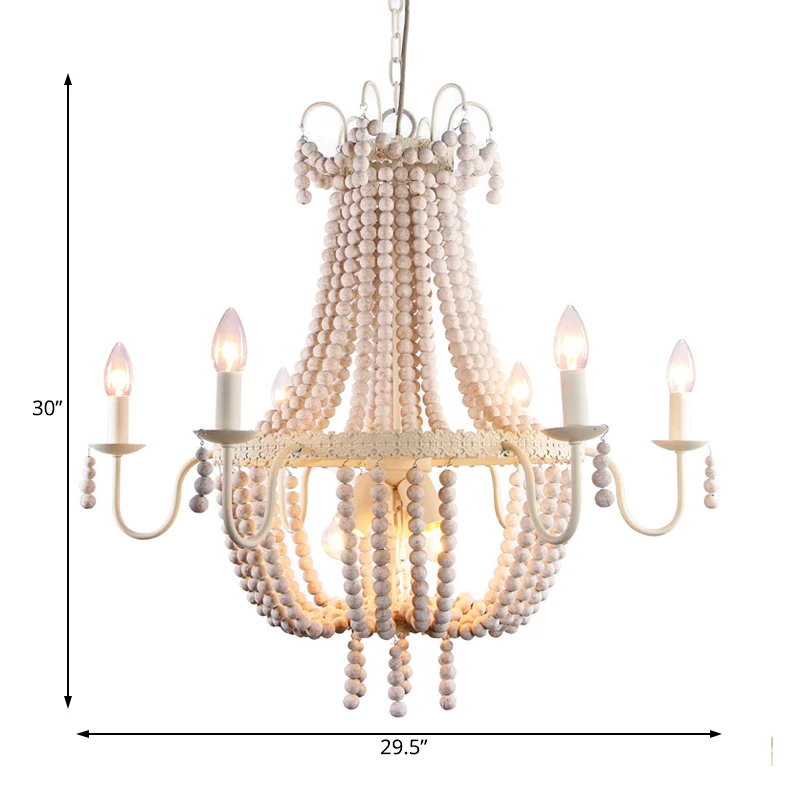 Lustre Empire à brins de bois, luminaire rustique à 9 lumières pour salle à manger, plafonnier suspendu en blanc Clearhalo