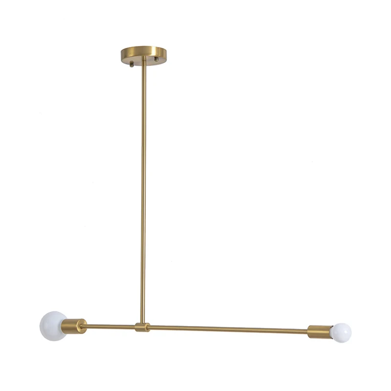Lustre exposé de 31,5 "/39" de largeur en métal de style moderne, éclairage suspendu d'intérieur à 2 têtes en noir/or Clea...