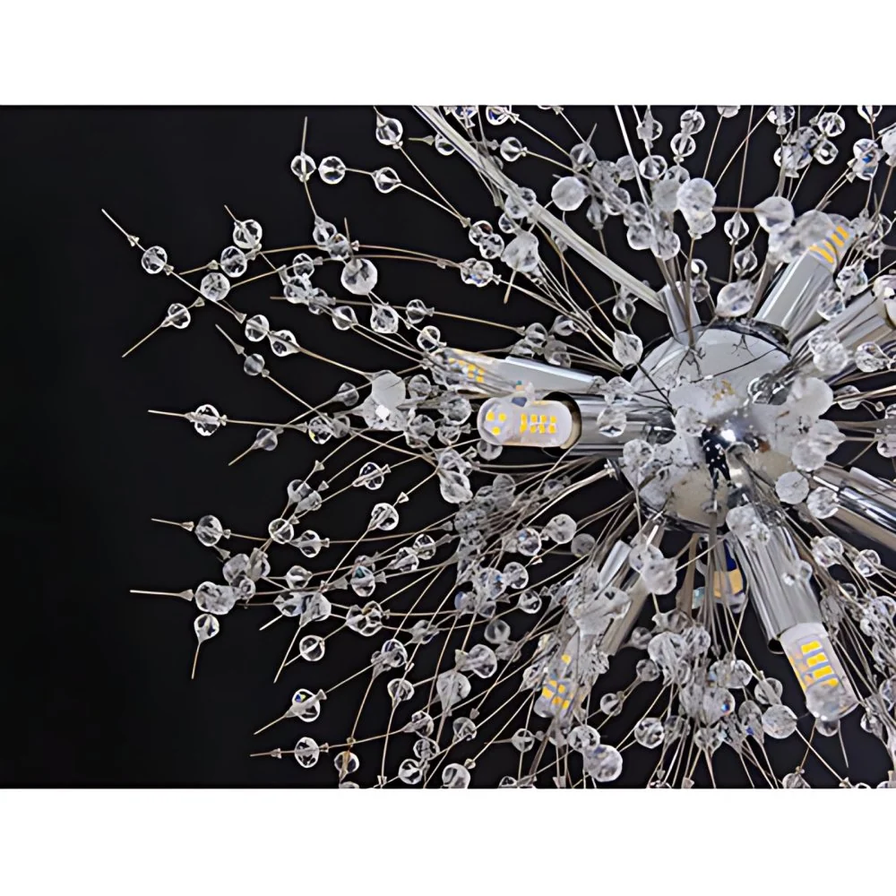 Lustre de feu d'artifice or/argent, éclairage moderniste de 16 "/ 19.5" de large, 8/9/12 lumières, lampe suspendue en cris...