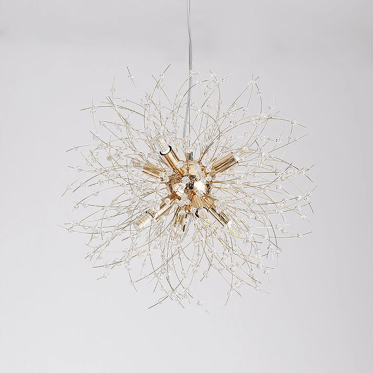 Lustre de feu d'artifice or/argent, éclairage moderniste de 16 "/ 19.5" de large, 8/9/12 lumières, lampe suspendue en cris...