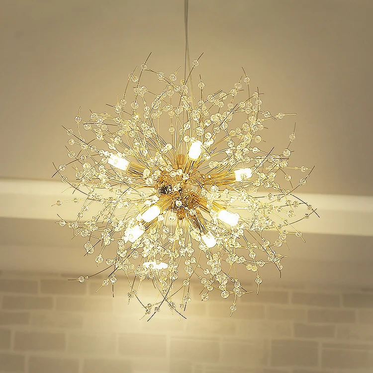 Lustre de feu d'artifice or/argent, éclairage moderniste de 16 "/ 19.5" de large, 8/9/12 lumières, lampe suspendue en cris...