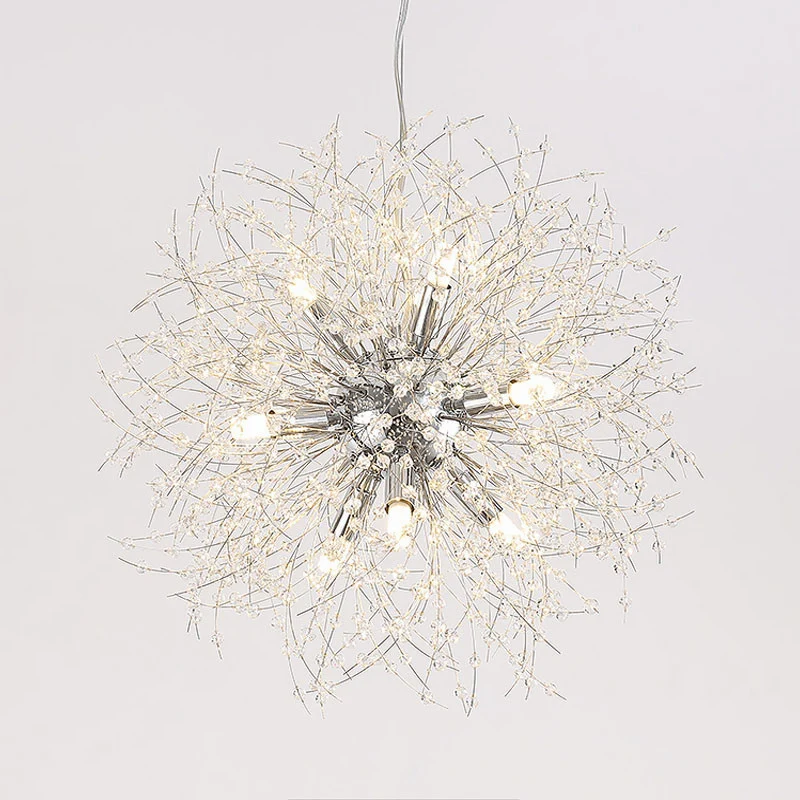 Lustre de feu d'artifice or/argent, éclairage moderniste de 16 "/ 19.5" de large, 8/9/12 lumières, lampe suspendue en cris...