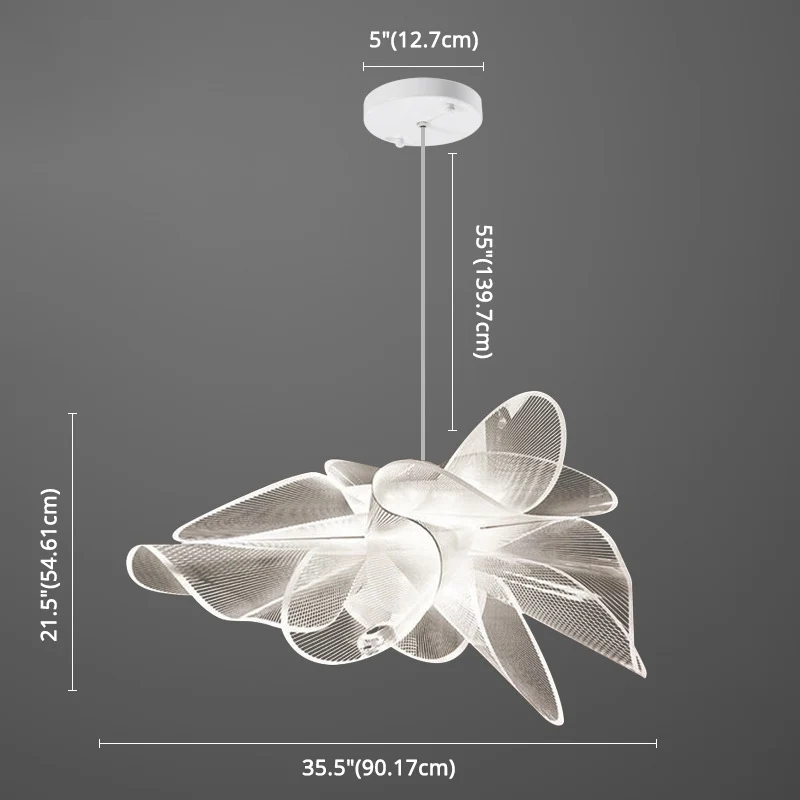 Lustre floral en forme de tulle, luminaire décoratif à suspension LED en plastique pour café, blanc Clearhalo