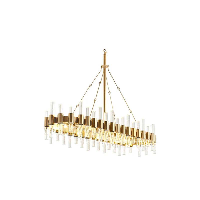 Lustre en forme de boucle, suspension Post-moderne avec tige en cristal dorée, éclairage suspendu Clearhalo