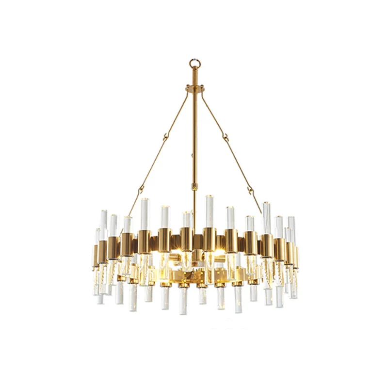 Lustre en forme de boucle, suspension Post-moderne avec tige en cristal dorée, éclairage suspendu Clearhalo