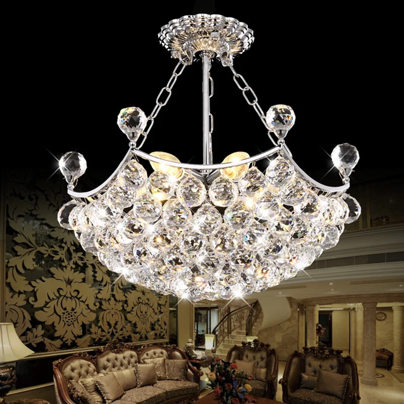 Lustre en forme de dôme chromé, 12 lumières contemporaines, boule de cristal à facettes, plafonnier pour salle à manger Cl...