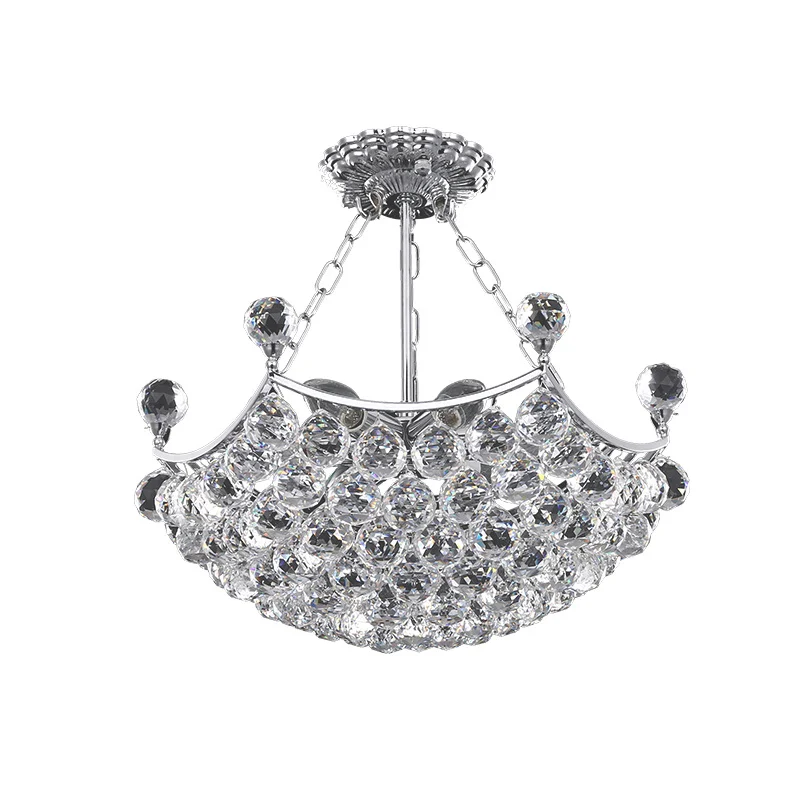 Lustre en forme de dôme chromé, 12 lumières contemporaines, boule de cristal à facettes, plafonnier pour salle à manger Cl...