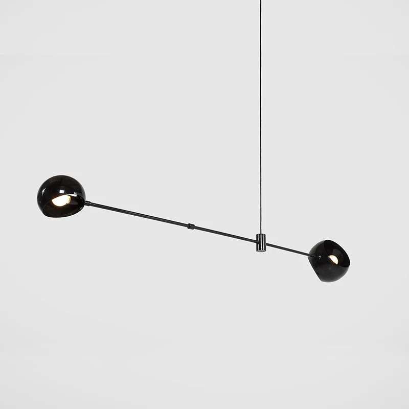 Lustre en forme de dôme moderniste, éclairage de plafond suspendu en métal pour salle à manger, noir Clearhalo