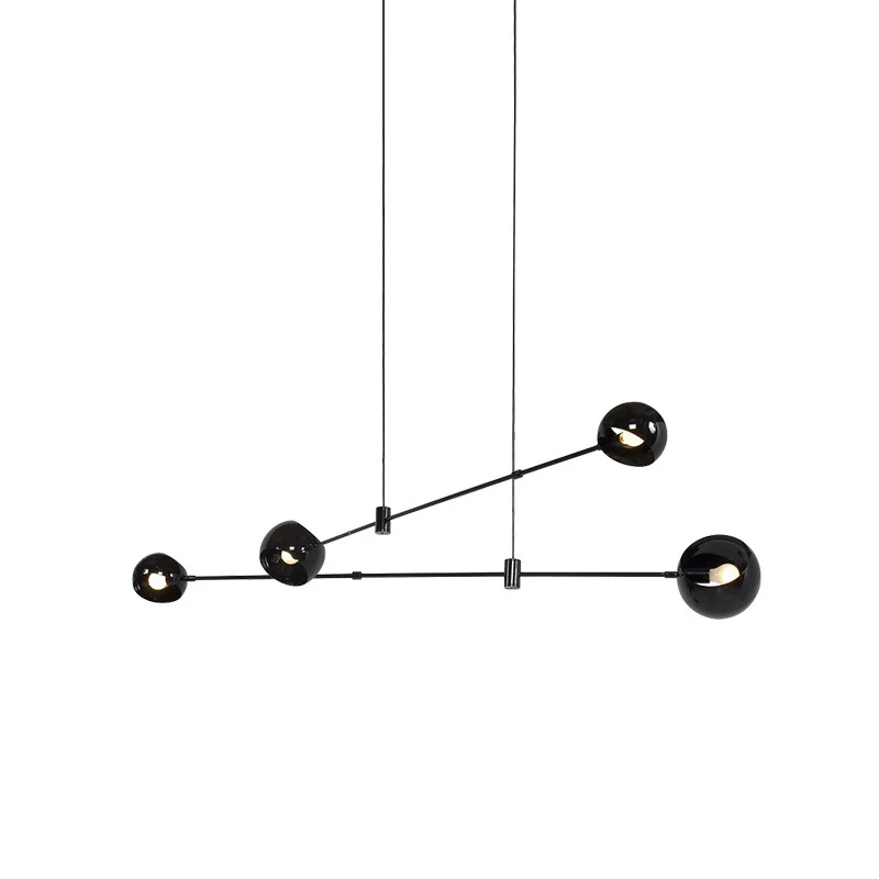 Lustre en forme de dôme moderniste, éclairage de plafond suspendu en métal pour salle à manger, noir Clearhalo