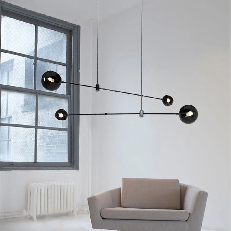 Lustre en forme de dôme moderniste, éclairage de plafond suspendu en métal pour salle à manger, noir Clearhalo