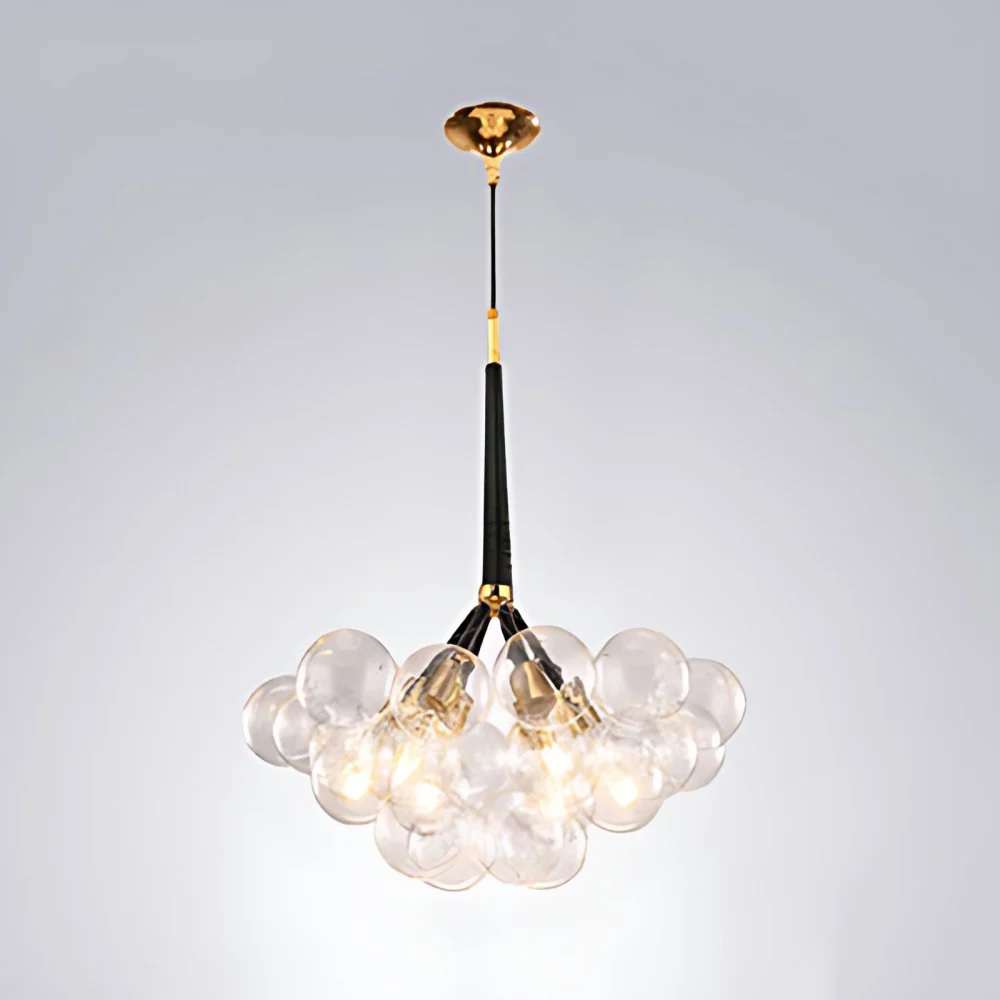 Lustre Globe en verre transparent, éclairage contemporain, 3/4/6 lumières, plafonnier Led suspendu noir/blanc Clearhalo