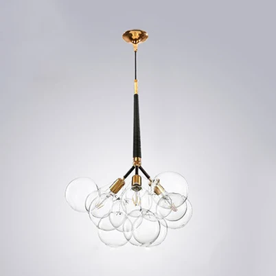 Lustre Globe en verre transparent, éclairage contemporain, 3/4/6 lumières, plafonnier Led suspendu noir/blanc Clearhalo