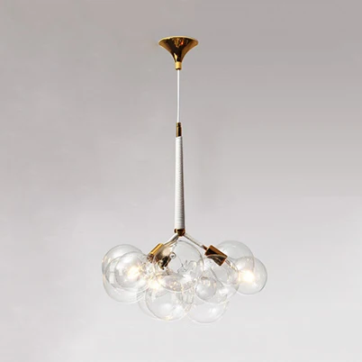 Lustre Globe en verre transparent, éclairage contemporain, 3/4/6 lumières, plafonnier Led suspendu noir/blanc Clearhalo