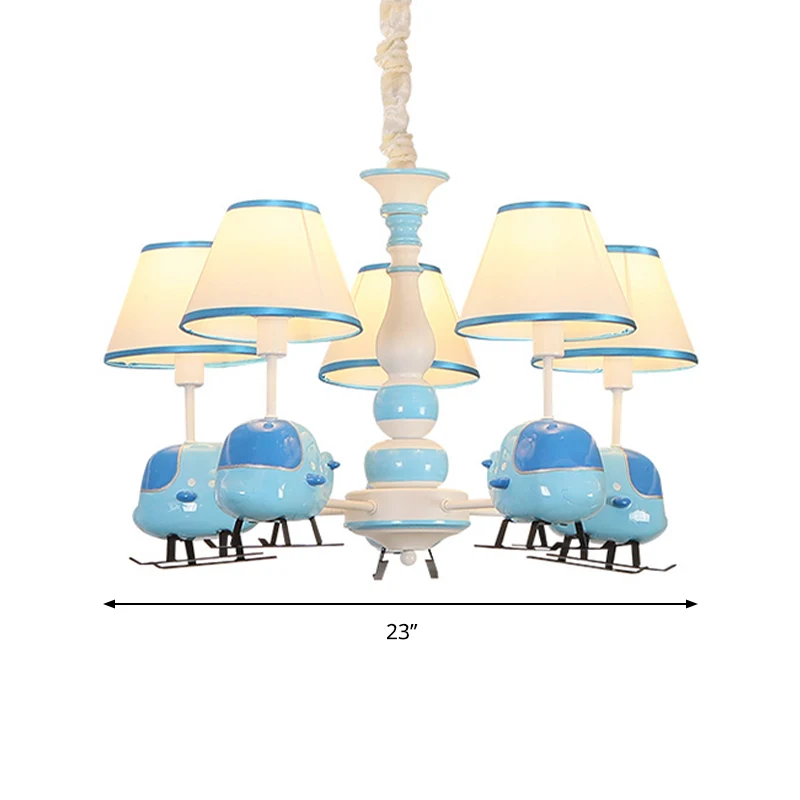 Lustre hélicoptère Little Boys en résine bleue, suspension avec abat-jour en tissu Clearhalo