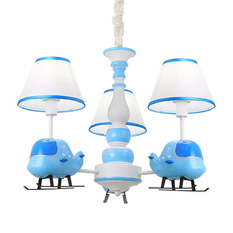Lustre hélicoptère Little Boys en résine bleue, suspension avec abat-jour en tissu Clearhalo