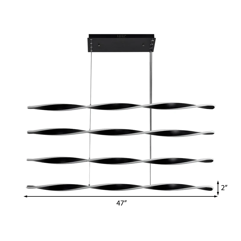 Lustre LED contemporain avec suspension en spirale noire en acrylique pour salle à manger Clearhalo
