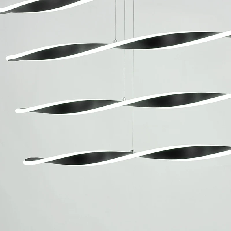 Lustre LED contemporain avec suspension en spirale noire en acrylique pour salle à manger Clearhalo