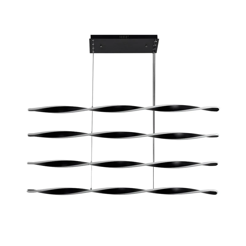 Lustre LED contemporain avec suspension en spirale noire en acrylique pour salle à manger Clearhalo