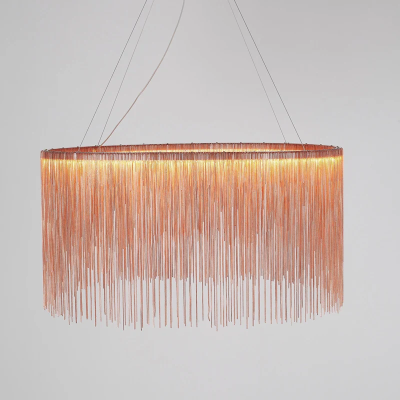 Lustre LED à franges en chaîne, luminaire suspendu minimaliste en métal pour salon Clearhalo