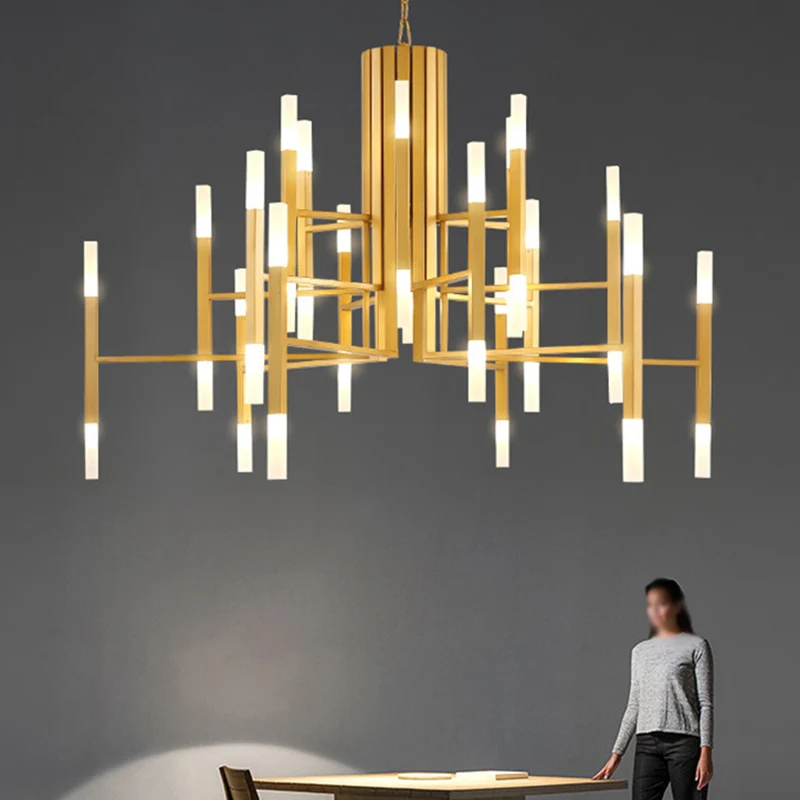 Lustre LED à plusieurs niveaux de Style postmoderne, luminaire suspendu métallique, 36 ampoules, luminaire décoratif d'int...