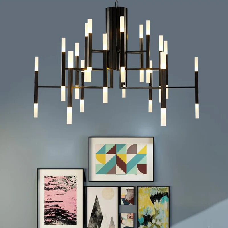 Lustre LED à plusieurs niveaux de Style postmoderne, luminaire suspendu métallique, 36 ampoules, luminaire décoratif d'int...