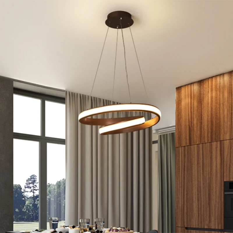 Lustre LED pour salle à manger, 23/31.5 pouces de large, avec abat-jour tourbillon en acrylique, pendentif de plafond noir...