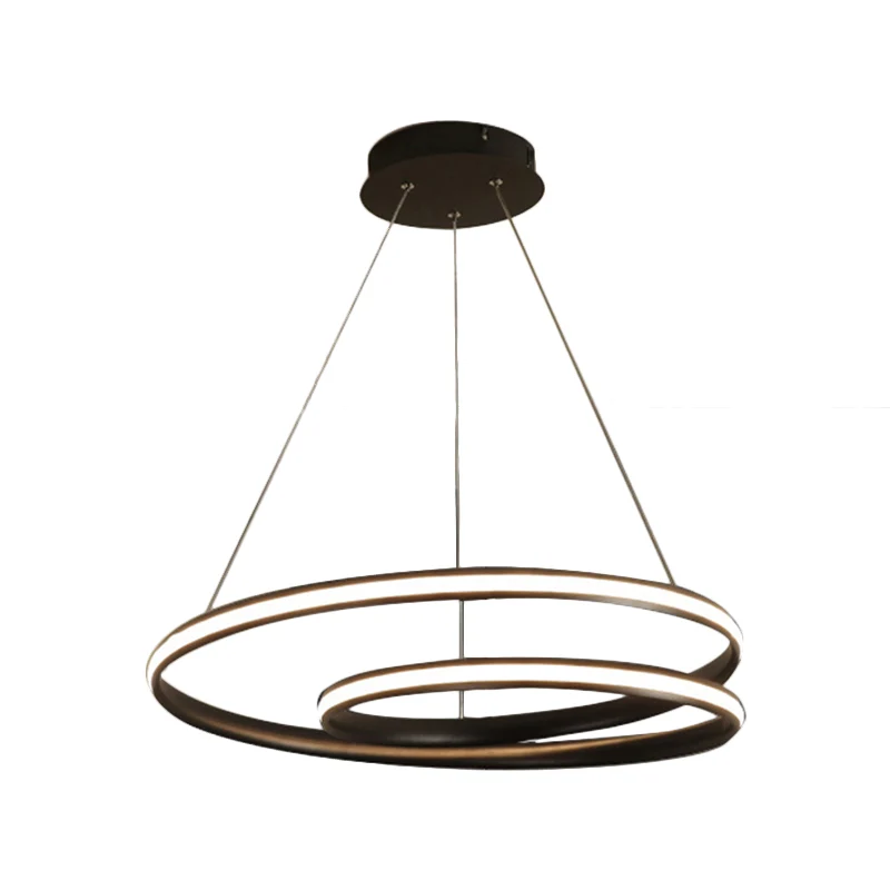 Lustre LED pour salle à manger, 23/31.5 pouces de large, avec abat-jour tourbillon en acrylique, pendentif de plafond noir...