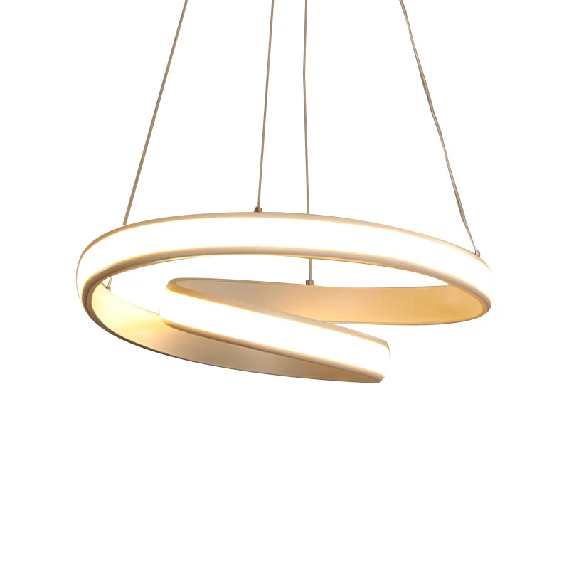 Lustre LED pour salle à manger, 23/31.5 pouces de large, avec abat-jour tourbillon en acrylique, pendentif de plafond noir...