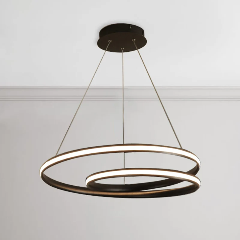 Lustre LED pour salle à manger, 23/31.5 pouces de large, avec abat-jour tourbillon en acrylique, pendentif de plafond noir...