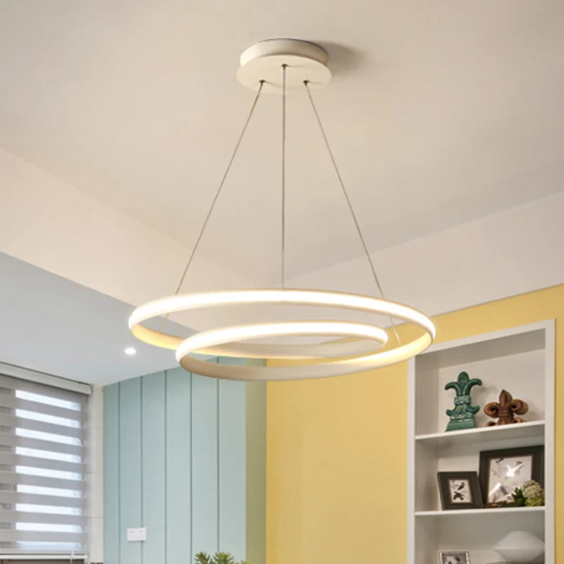 Lustre LED pour salle à manger, 23/31.5 pouces de large, avec abat-jour tourbillon en acrylique, pendentif de plafond noir...