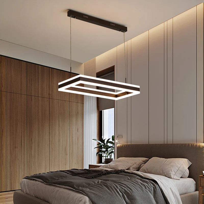Lustre LED rectangulaire en acrylique, lampe à Suspension de plafond à café simple pour chambre à coucher Clearhalo