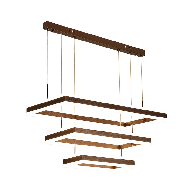 Lustre LED rectangulaire en acrylique, lampe à Suspension de plafond à café simple pour chambre à coucher Clearhalo